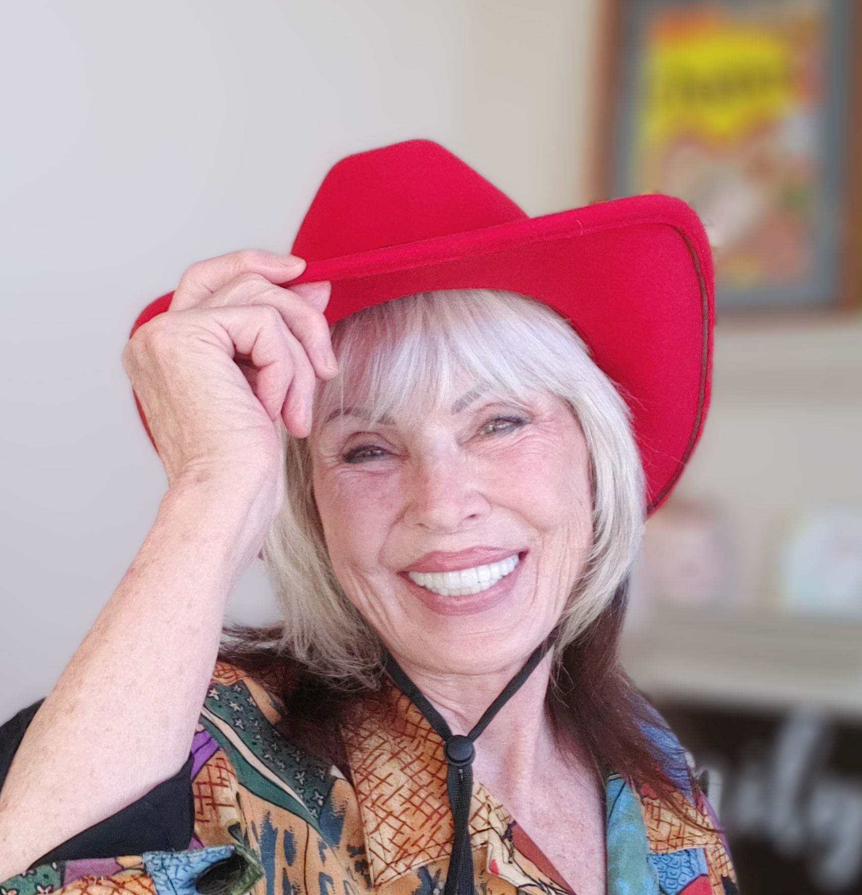 Shelly Marshall in her red hat